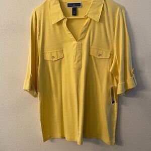 138 KAREN SCOTT YELLOW KNIT TOP, XL‎